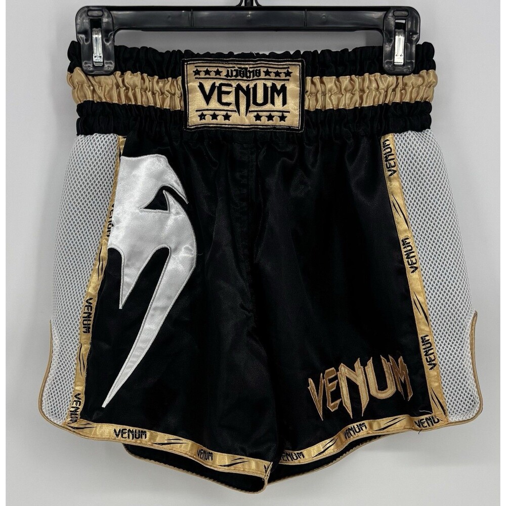 Venum Giant Muay Thai Boxing Shorts L Black Gold White Kickboxing MMA Thailand